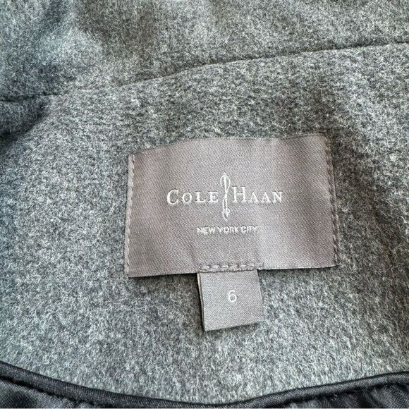 Cole Haan Women's Wool Blend Pea Coat 6 Charcoal Grey Gray Full Zipper Zip Lined - Picture 12 of 16